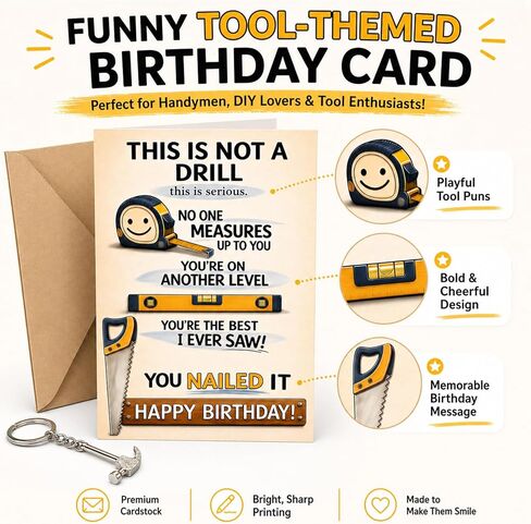 Funny Birthday Card for Men, Tool Themed You Nailed It Card for Dad Husband Boyfriend Brother Grandpa Friend Coworker, Humorous 5x7 Handyman Greeting Card with Envelope in Saudi Arabia