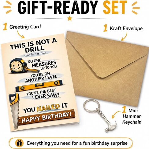 Funny Birthday Card for Men, Tool Themed You Nailed It Card for Dad Husband Boyfriend Brother Grandpa Friend Coworker, Humorous 5x7 Handyman Greeting Card with Envelope in Saudi Arabia