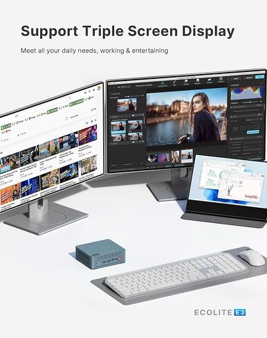 Mini PC E3 ، Intel Alder Lake N150 Mini Computers ، 16GB DDR4 512GB M.2 NVME SSD ، USB-C MINI PC Display ، 2.5G RJ45 LAN ، 4*USB 3.2 in Kuwait
