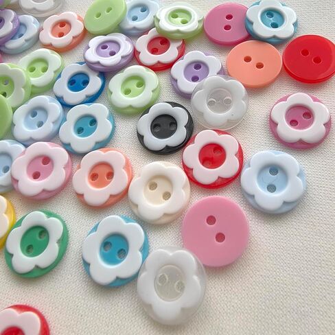 50Pcs 12mm(1/2") Mix Flower Buttons 2 Holes Craft Clothes Sewing Button in Kuwait