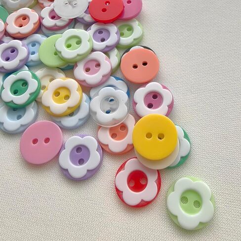 50Pcs 12mm(1/2") Mix Flower Buttons 2 Holes Craft Clothes Sewing Button in Kuwait
