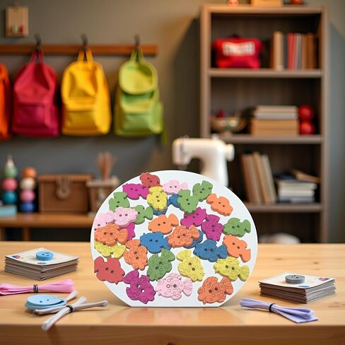 50Pcs Colorful Cartoon Fish Wooden Buttons, Animal Craft, DIY Sewing and Clothing Decor, Replaceable Wooden Coat, Fish Shape for Crafts, Needle Minders, Cross Stitch, Buttons in Saudi Arabia