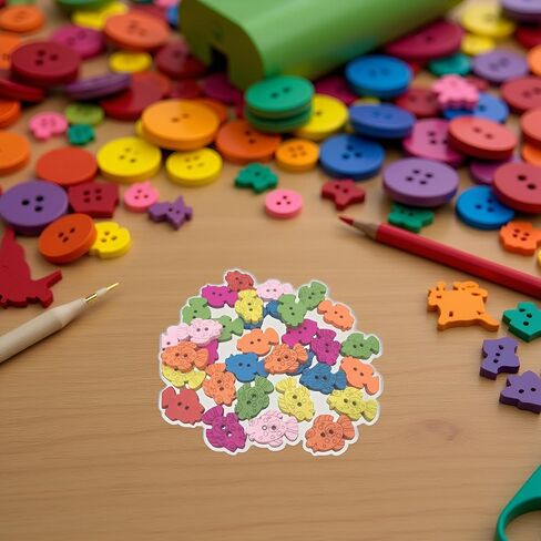 50Pcs Colorful Cartoon Fish Wooden Buttons, Animal Craft, DIY Sewing and Clothing Decor, Replaceable Wooden Coat, Fish Shape for Crafts, Needle Minders, Cross Stitch, Buttons in Saudi Arabia