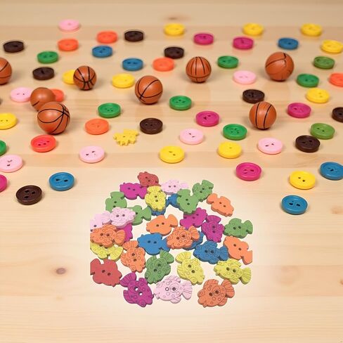 50Pcs Colorful Cartoon Fish Wooden Buttons, Animal Craft, DIY Sewing and Clothing Decor, Replaceable Wooden Coat, Fish Shape for Crafts, Needle Minders, Cross Stitch, Buttons in Saudi Arabia