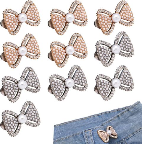 10Pack Instant Pant Waist Tightener - Bow Button Pins,Tool-Free Adjustable Loose Waist Buckle for Women Kids in Saudi Arabia