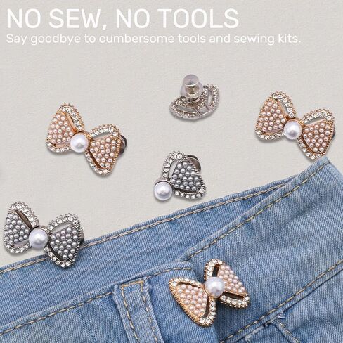 10Pack Instant Pant Waist Tightener - Bow Button Pins,Tool-Free Adjustable Loose Waist Buckle for Women Kids in Saudi Arabia