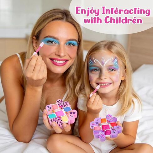Cleboen Kids Makeup Kit for Girls, 12Pcs Washable Toy Cosmetics Set with Eyeshadow Lip Gloss Brushes, Water-Based Play Makeup for Ages 3+, Birthday Party Dress Up Gift Sleepover Party Favors Toy in Saudi Arabia