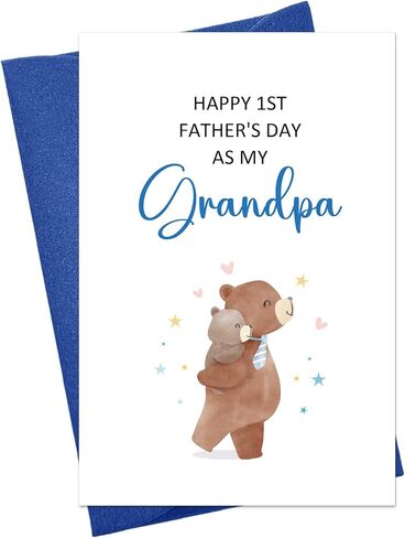 JUESMOS Lovely Bear Happy First Father’s Day for Grandpa Funny Grandpa Fathers Day Card from Baby Boy Girl Grandson Granddaughter Happy 1st Father’s Day as My Grandpa Card with Envelope in Kuwait