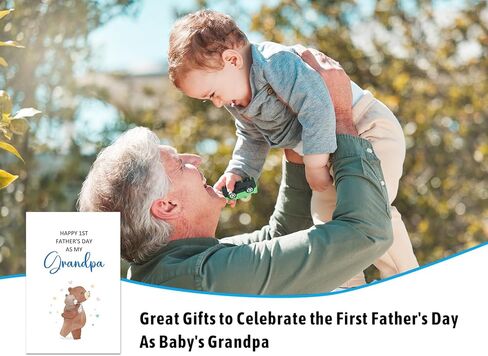 JUESMOS Lovely Bear Happy First Father’s Day for Grandpa Funny Grandpa Fathers Day Card from Baby Boy Girl Grandson Granddaughter Happy 1st Father’s Day as My Grandpa Card with Envelope in Kuwait