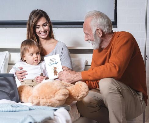 JUESMOS Lovely Bear Happy First Father’s Day for Grandpa Funny Grandpa Fathers Day Card from Baby Boy Girl Grandson Granddaughter Happy 1st Father’s Day as My Grandpa Card with Envelope in Kuwait