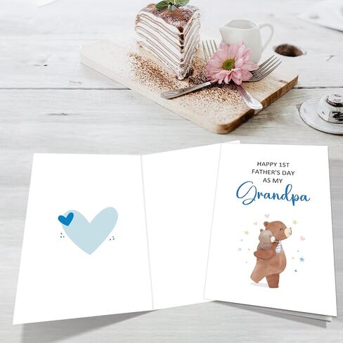 JUESMOS Lovely Bear Happy First Father’s Day for Grandpa Funny Grandpa Fathers Day Card from Baby Boy Girl Grandson Granddaughter Happy 1st Father’s Day as My Grandpa Card with Envelope in Kuwait