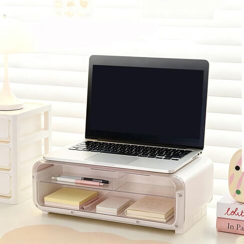 Multifunctional Laptop Monitor Stand with LED Lighting and Spacious Sections for Supplies and Small Items USB Powered Monitor Elevator in Saudi Arabia