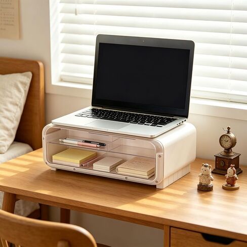 Multifunctional Laptop Monitor Stand with LED Lighting and Spacious Sections for Supplies and Small Items USB Powered Monitor Elevator in Saudi Arabia