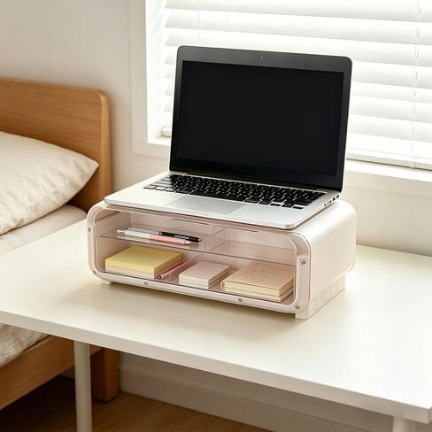 Multifunctional Laptop Monitor Stand with LED Lighting and Spacious Sections for Supplies and Small Items USB Powered Monitor Elevator in Saudi Arabia