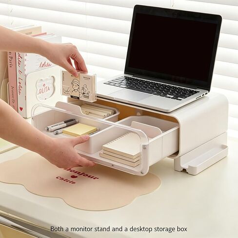 Multifunctional Laptop Monitor Stand with LED Lighting and Spacious Sections for Supplies and Small Items USB Powered Monitor Elevator in Saudi Arabia