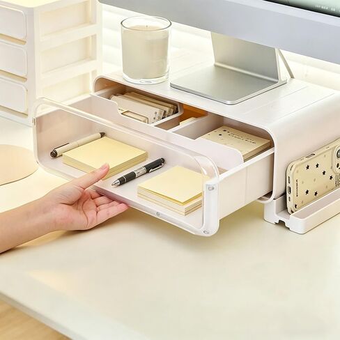 Multifunctional Laptop Monitor Stand with LED Lighting and Spacious Sections for Supplies and Small Items USB Powered Monitor Elevator in Saudi Arabia