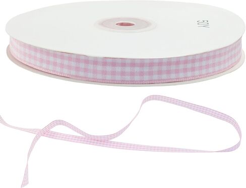 3/8 Inch 50 Yards Gingham Plaid Ribbon with 60" Tape, Pink and White Checked Buffalo Ribbon for Gift Wrap/Hair Bows/Crafts in Saudi Arabia