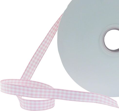 3/8 Inch 50 Yards Gingham Plaid Ribbon with 60" Tape, Pink and White Checked Buffalo Ribbon for Gift Wrap/Hair Bows/Crafts in Saudi Arabia