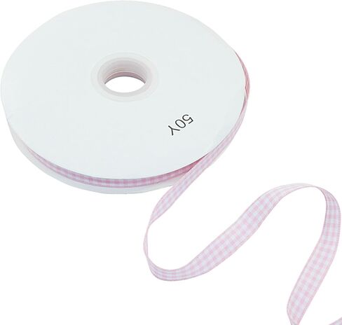 3/8 Inch 50 Yards Gingham Plaid Ribbon with 60" Tape, Pink and White Checked Buffalo Ribbon for Gift Wrap/Hair Bows/Crafts in Saudi Arabia