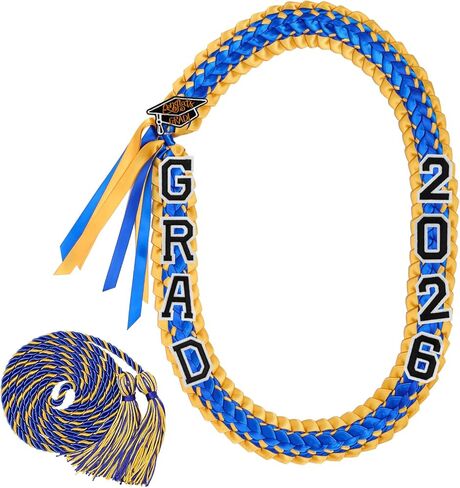 Fumwase Graduation Leis Class of 2026 شريط التخرج الأزرق والذهبي مع سلك الشرف للتخرج للجنسين (أزرق) in Kuwait