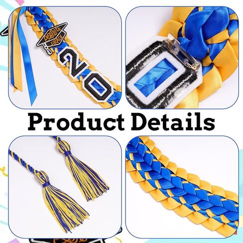 Fumwase Graduation Leis Class of 2026 شريط التخرج الأزرق والذهبي مع سلك الشرف للتخرج للجنسين (أزرق) in Kuwait