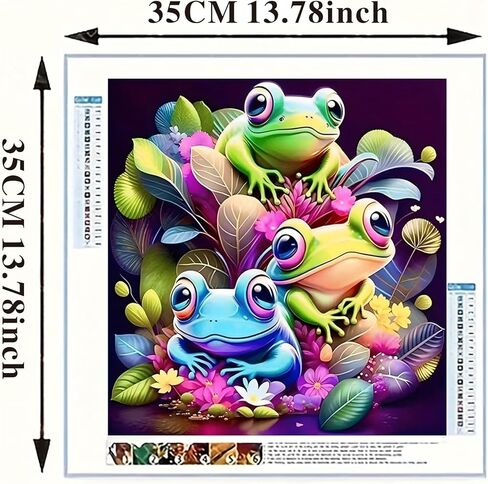 YIYITUPO Diamond Painting Kit, Colorful Frogs with Flowers, 13.78x13.78 Inch, Full Drill Round Diamond Beads, Resin Rhinestones, Animal Theme, DIY Art Craft in Saudi Arabia