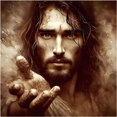 KUKUDEM Jesus Diamond Painting Kits for Adults, Round Full Drill Diamond Art Kits, 5D DIY Diamonds Crafts for Home Wall Decoration Gifts 12×12inch in Kuwait