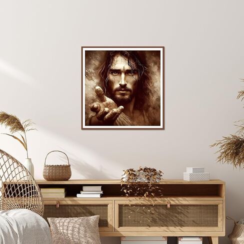 KUKUDEM Jesus Diamond Painting Kits for Adults, Round Full Drill Diamond Art Kits, 5D DIY Diamonds Crafts for Home Wall Decoration Gifts 12×12inch in Kuwait