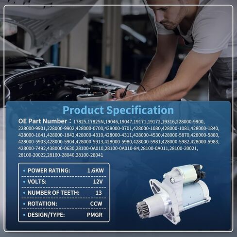 17825N New Starter Motor | Replacement for Toyota 02-17 Camry, 04-19 Highlander, 06-18 RAV4, 04-16 Sienna, 05-18 Avalon, 02-08 Solara, Lexus RX330 RX350 ES330 ES350 NX200t, Scion XB TC, Pontiac Vibe in Saudi Arabia