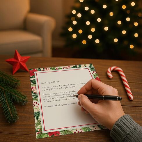 Poinsettia Frame Christmas Holiday Stationery Paper - 80 Sheets in Saudi Arabia