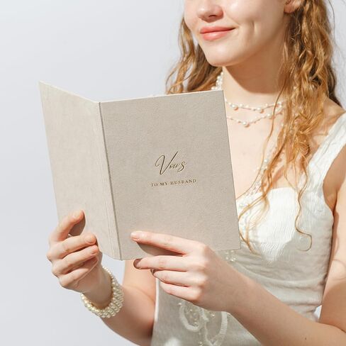 Premium Velvet Hardcover Wedding Vow Books Set of 2 (5.9" x 8.3") with Display Frame - Insert & Frame Your Written Vows - Gold Foil Lettering - “To My Wife" & “To My Husband" - Includes Keepsake Box in Saudi Arabia