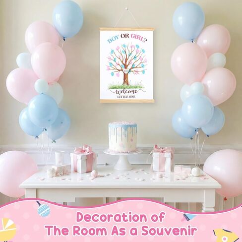 Haull Gender Reveal Fingerprint Tree Canvas Guest Books 11.8 x 15.8 in Gender Reveal Games for Guests, Baby Shower Decorations Gifts Ideas He or She Thumbprint Hanging Paintings Party Favors in Saudi Arabia