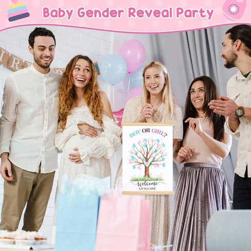 Haull Gender Reveal Fingerprint Tree Canvas Guest Books 11.8 x 15.8 in Gender Reveal Games for Guests, Baby Shower Decorations Gifts Ideas He or She Thumbprint Hanging Paintings Party Favors in Saudi Arabia