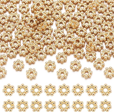 Elecrelive 100Pcs Stainless Steel Spacer Beads 18K Gold Plated Flower Beads 3mm Daisy Spacers for Jewelry Bracelet Necklace Making in Kuwait
