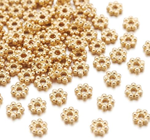 Elecrelive 100Pcs Stainless Steel Spacer Beads 18K Gold Plated Flower Beads 3mm Daisy Spacers for Jewelry Bracelet Necklace Making in Kuwait
