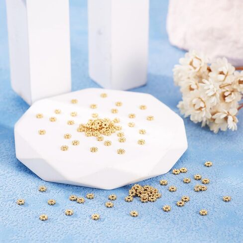 Elecrelive 100Pcs Stainless Steel Spacer Beads 18K Gold Plated Flower Beads 3mm Daisy Spacers for Jewelry Bracelet Necklace Making in Kuwait