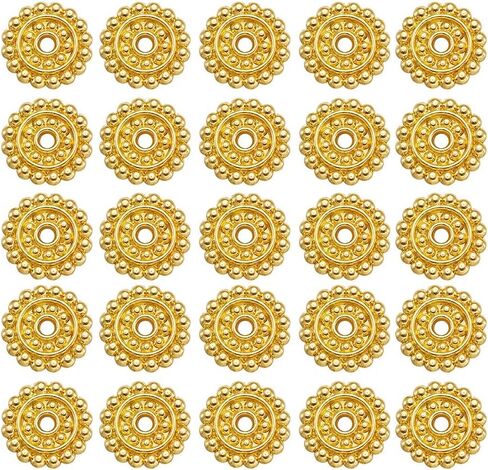Elecrelive 100Pcs Stainless Steel Spacer Beads 18K Gold Plated Flower Beads 3mm Daisy Spacers for Jewelry Bracelet Necklace Making in Kuwait