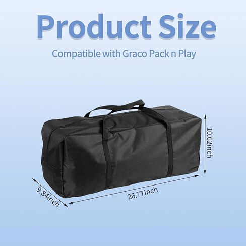 Carrying Bag Compatible with Graco Pack n Play, Foldable Nylon Replacement Travel Carrying Case, Lightweight Waterproof Storage Bag for Airplane Train Travel in Saudi Arabia