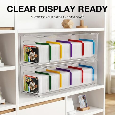 TREWAVE 2 Pack Trading Card Storage Box with 10 Dividers, Plastic Clear Drawer Organizer Case, Stackable for Toploaders, Sports Cards & TCG in Saudi Arabia