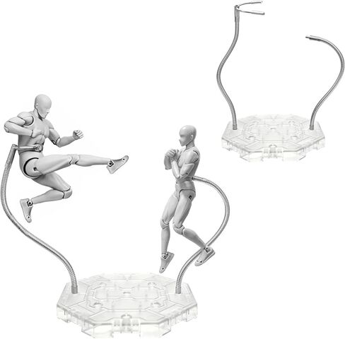 2 Pack Action Figure Stand with 2 Adjustable Serpentine Arms Soft Metal clamp & 3mm Metal Peg, Figure Display Holder Stand Base Compatible with 6 inch Marvel Legends and HG RG SD SHF Gundam 1/144 Toy in Kuwait