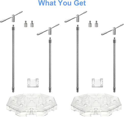 2 Pack Action Figure Stand with 2 Adjustable Serpentine Arms Soft Metal clamp & 3mm Metal Peg, Figure Display Holder Stand Base Compatible with 6 inch Marvel Legends and HG RG SD SHF Gundam 1/144 Toy in Kuwait