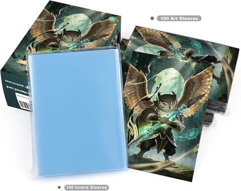 Katomula 100 MTG Card Sleeves with 100 Inner Sleeve, Textured Back Art Sleeves, Fit Standard Size Cards- Owl in Saudi Arabia