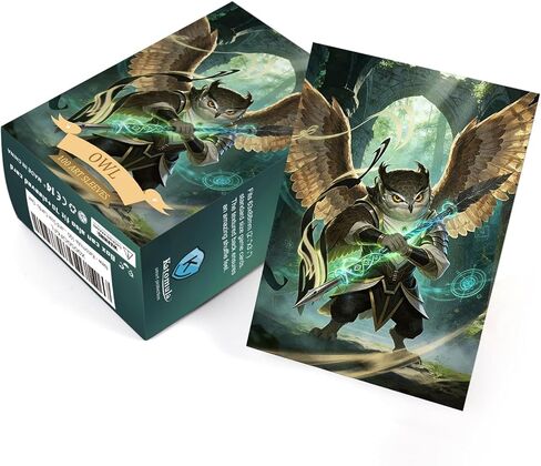 Katomula 100 MTG Card Sleeves with 100 Inner Sleeve, Textured Back Art Sleeves, Fit Standard Size Cards- Owl in Saudi Arabia