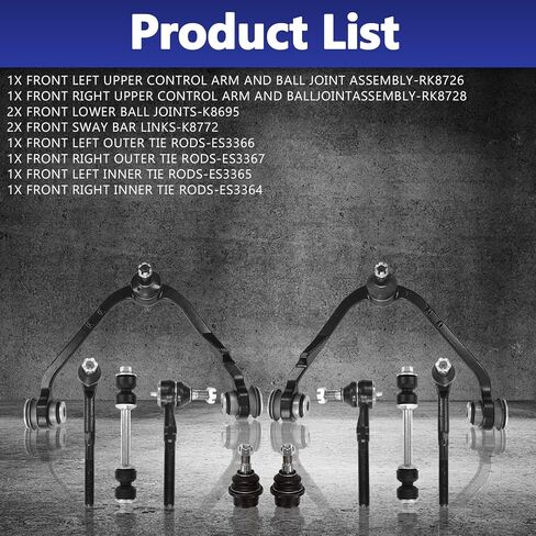 10 Pcs Front Upper Control Arm Lower Ball Joint Sway Bar Link Tie Rod Compatible With 1997-2003 F-150 1997-1999 F-250 1997-2002 EXPEDITION 1998-2002 NAVIGATOR RWD 2WD in Kuwait