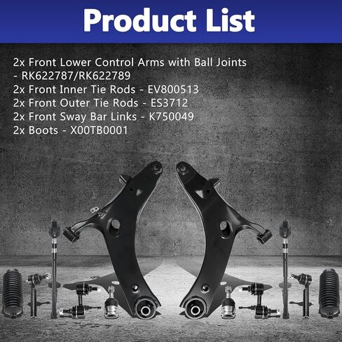 Front Lower Control Arm Ball Joint Sway Bar Tie Rod Boot Suspension Kit 12Pcs Fit For 2009-2013 Subaru Forester, 2011-2014 Subaru Impreza WRX in Kuwait
