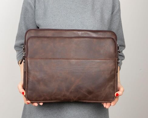VENOULT Genuine Leather Laptop & Tablet Sleeve – Slim Design, Fits Devices up to 12" - 16" – Customizable Design, Soft Suede Lining, Lightweight Case for (Chocolate Brown, up to 16" Devices) in Saudi Arabia