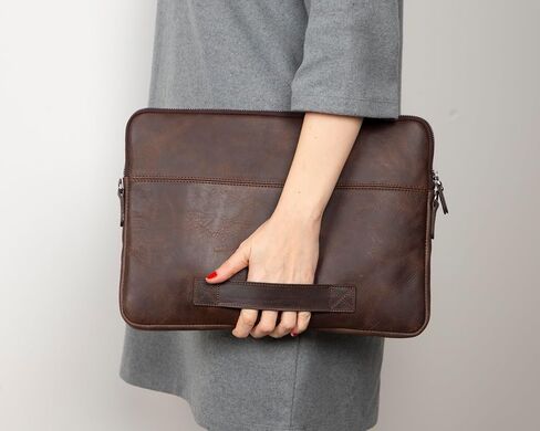 VENOULT Genuine Leather Laptop & Tablet Sleeve – Slim Design, Fits Devices up to 12" - 16" – Customizable Design, Soft Suede Lining, Lightweight Case for (Chocolate Brown, up to 16" Devices) in Saudi Arabia