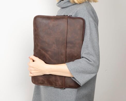 VENOULT Genuine Leather Laptop & Tablet Sleeve – Slim Design, Fits Devices up to 12" - 16" – Customizable Design, Soft Suede Lining, Lightweight Case for (Chocolate Brown, up to 16" Devices) in Saudi Arabia