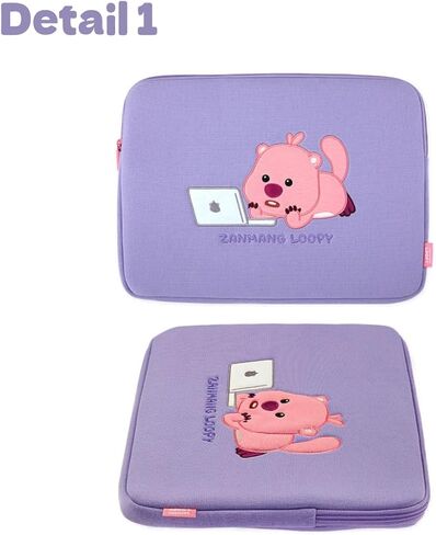 ZANMANG LOOPY ZanmangLoopy embroidered laptop bag 13–15 inch - Official goods, 13-15 inch, super soft, laptop pouch for students, charm of Korean character in Saudi Arabia