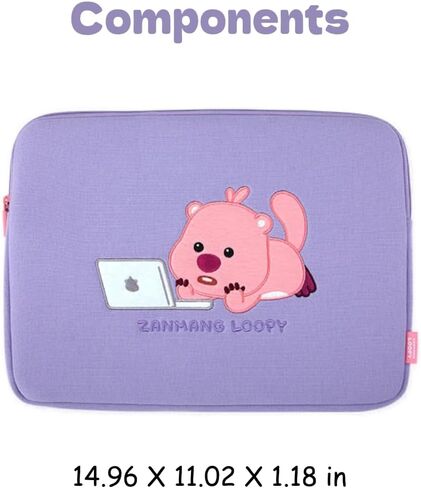 ZANMANG LOOPY ZanmangLoopy embroidered laptop bag 13–15 inch - Official goods, 13-15 inch, super soft, laptop pouch for students, charm of Korean character in Saudi Arabia